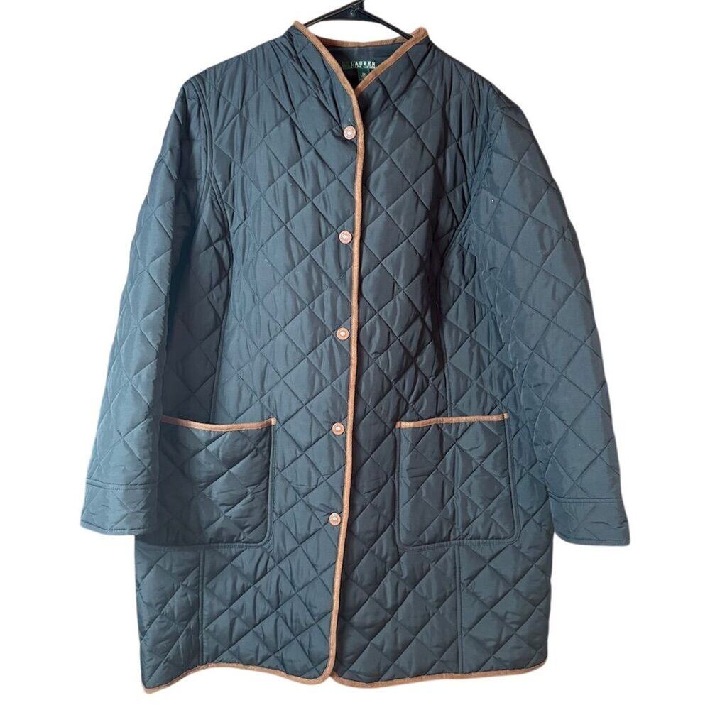 Lauren Ralph Lauren Women's 2X  Black Quilted Long Jacket Winter Lagenlook Boxy